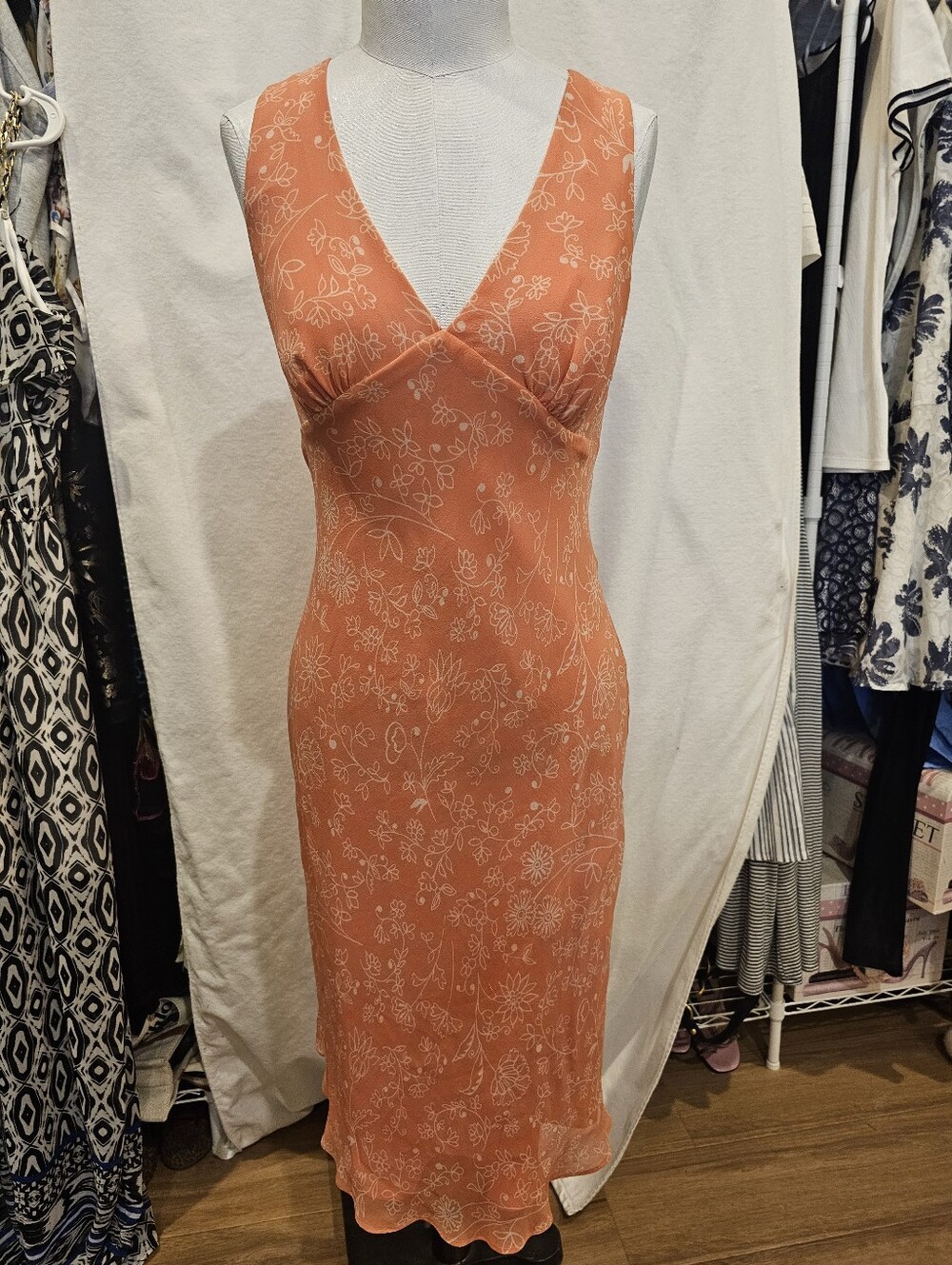 Nicole Miller Y2K Collection Coral Sleeveless V-Neck Maxi Dress